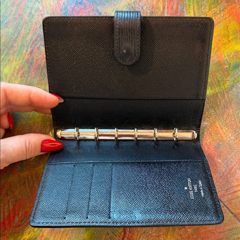 Louis Vuitton Black Epi Leather Organizer Notebook cover ( no insert)